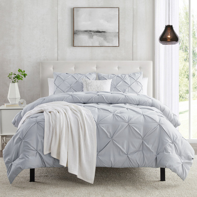 Ensemble d'édredon en microfibre , Bleu givré, Édredon pour très grand lit + 2 taies décorativ
