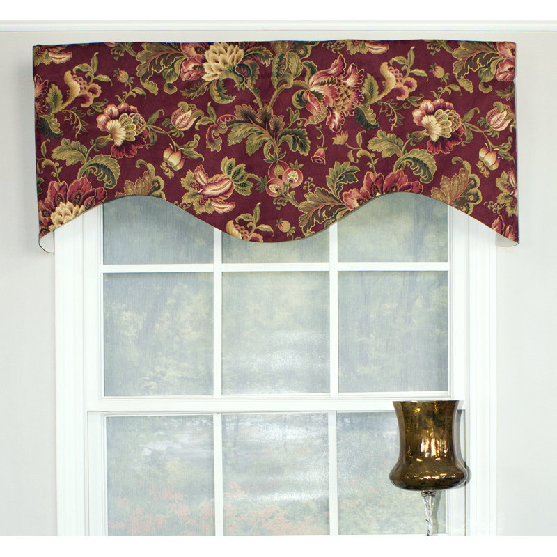 Noblesse Scalloped Seales 50" Window Valance, Ruby