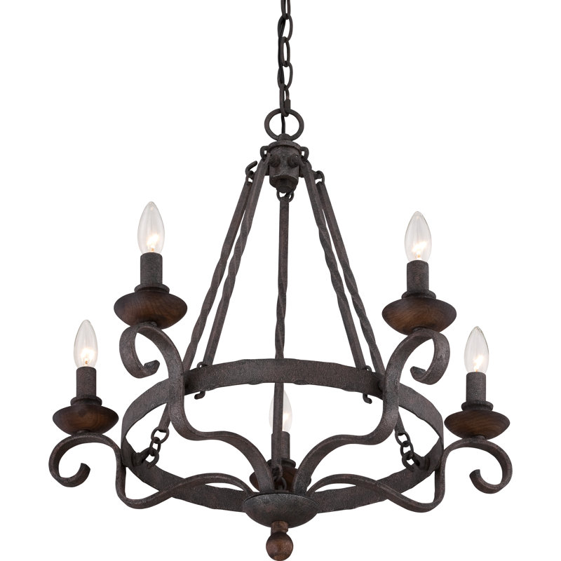 Ashle 5 - Light Dimmable Wagon Wheel Chandelier