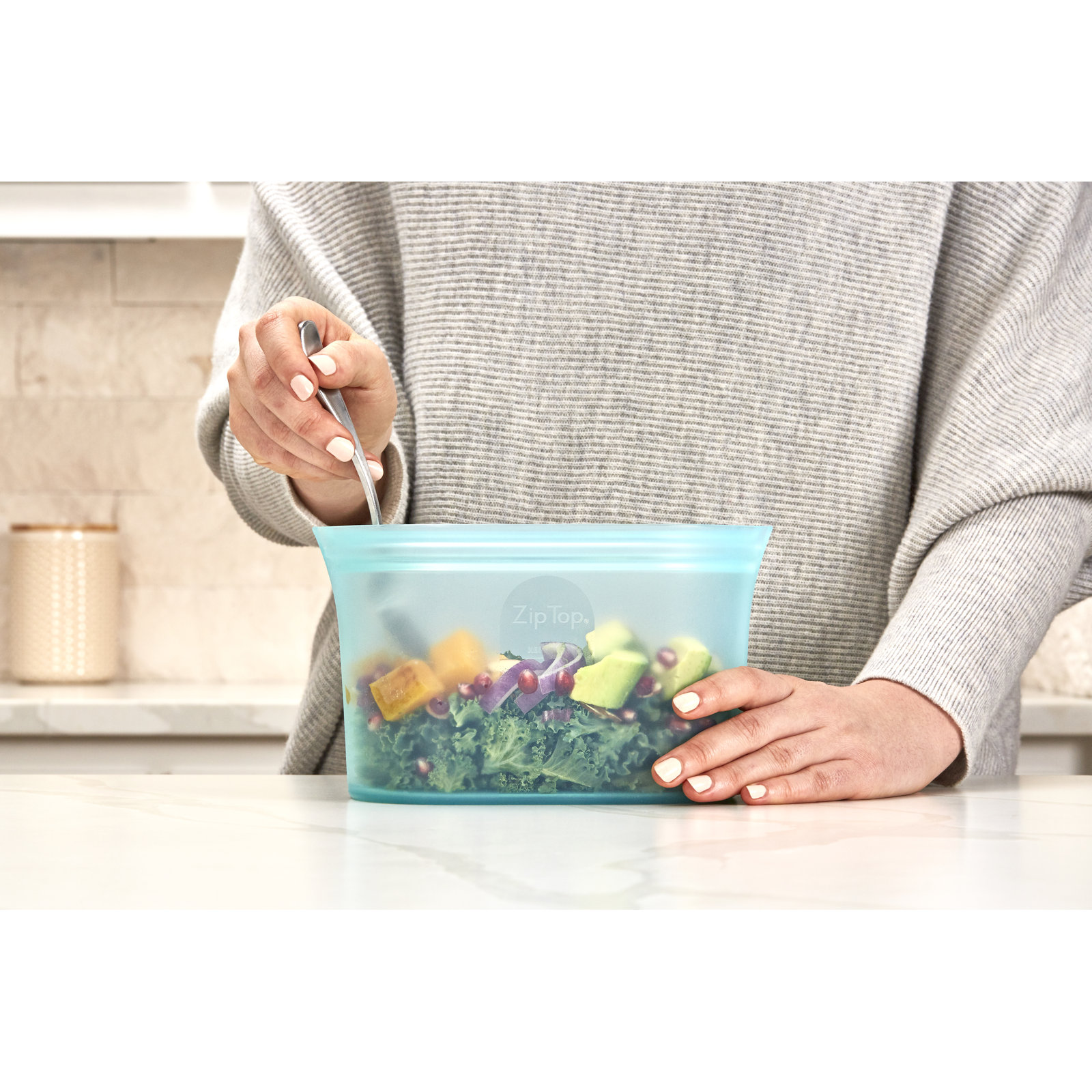 Zip Top Dish Food Storage Container Set, Peach