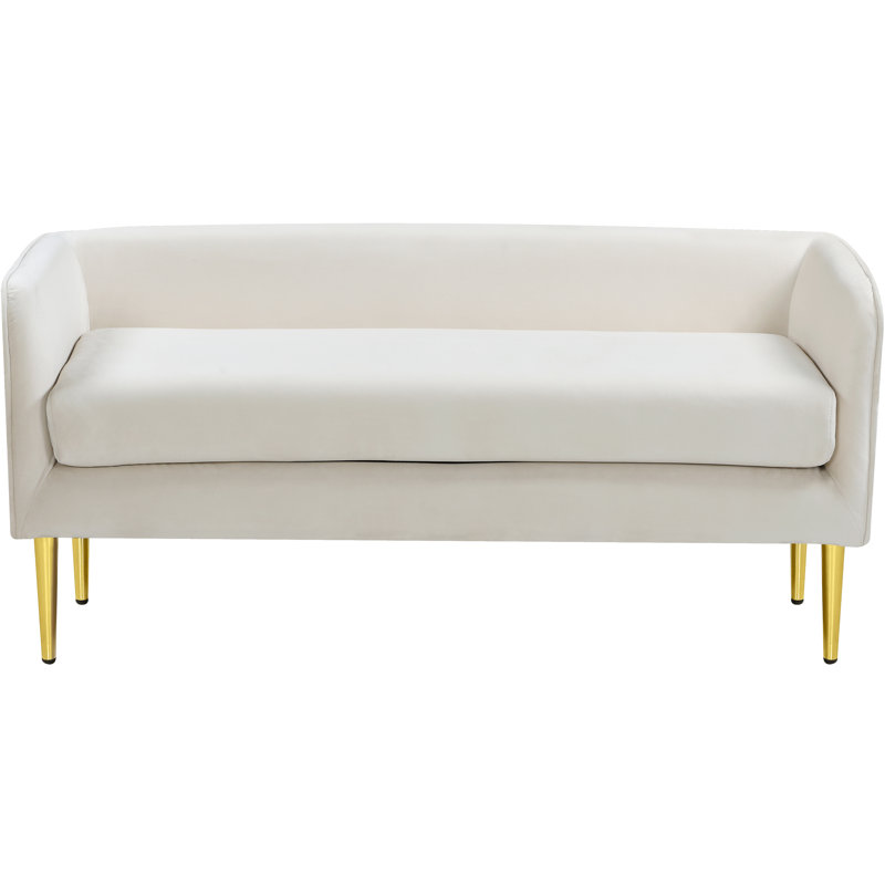 Audrey Manuel Upholstered Bench, Cream Velvet