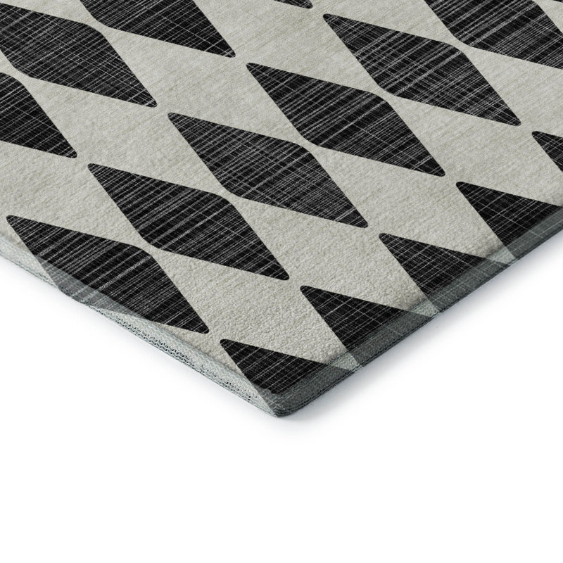 Premium Machine Washable Cerrito AMF578 Black Rug, Runner 2'3" x 7'6"