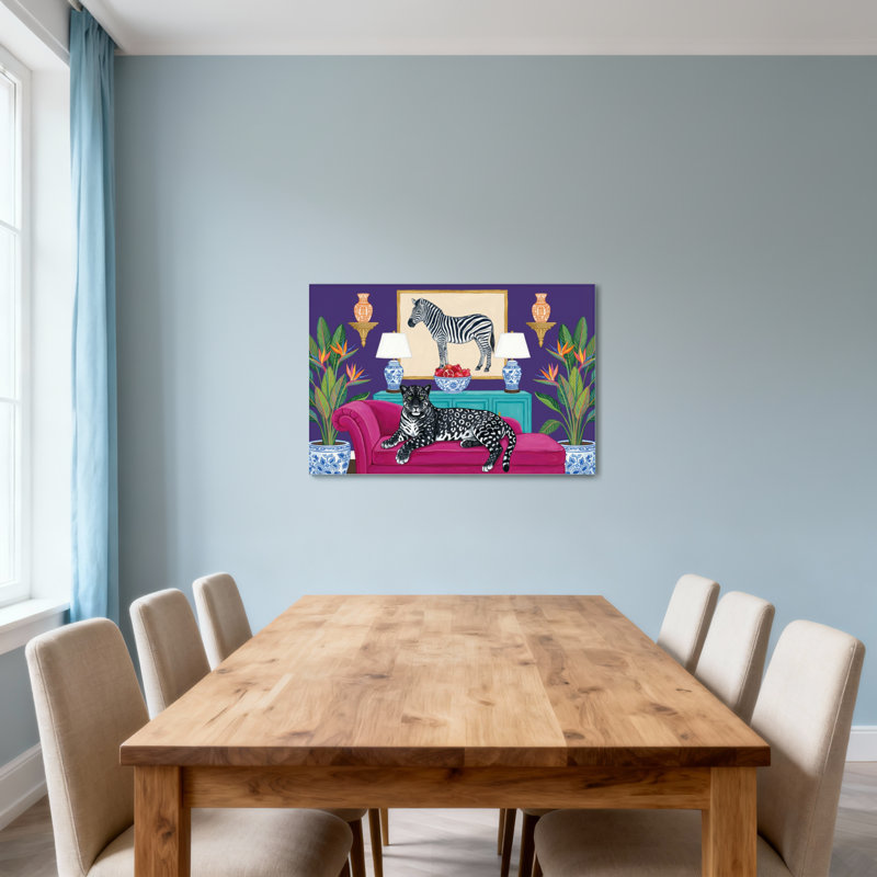 Animaux, motif d'animaux exotiques dans le salon, H 24 po x l 36 po
