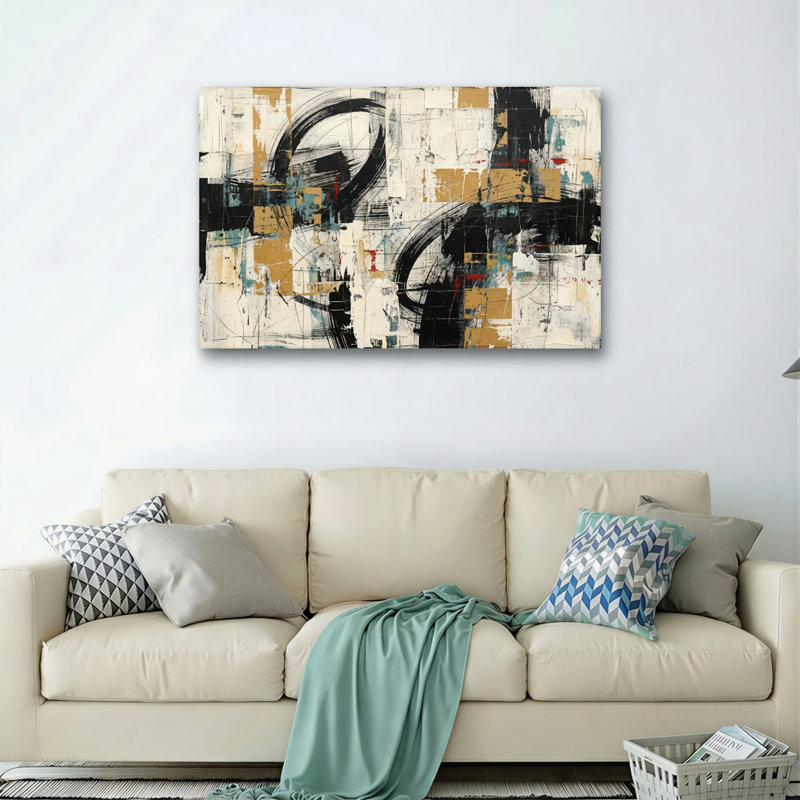 Ensemble de 1 toile murale d'expression abstraite, H 16 po x l 24 po, Toile tendue