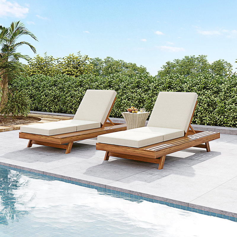 Lounge Chaise Set With Lounge Cushion (Cream & Triple Fold), Space Available On One Side, Cream