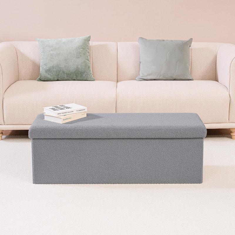 Banc de rangement avec repose-pieds, Gris