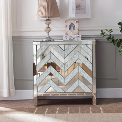 Stylish Storage Accent Cabinet With Mirror Trim