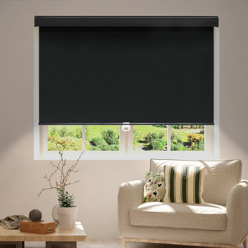 Blackout Blinds for Windows Cordless Roller Shade UV Protection Pull Down Shades, Black, 36"W x 72"H
