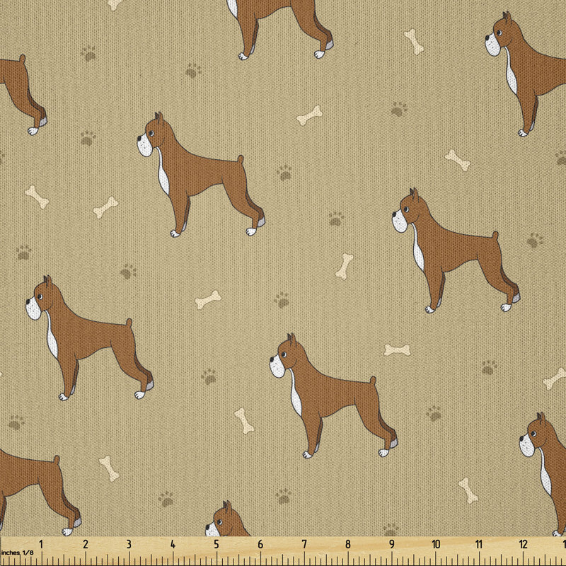 Darinel Cartoon Purebred Dogs Paw Prints and Bones Multi-Purpose Fabric