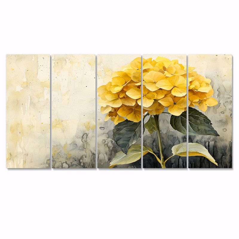Jaune hydrangée jaune III - Art mural hortensia - Art mural traditionnel, H 28 po x l 60 po, 5