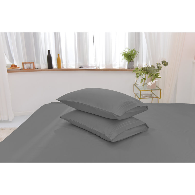 Ensemble de literie en rayonne de bambou, Gris, Ensemble de draps pour lit simple TG + un drap-hou