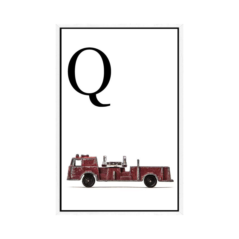 Q Fire Engine Letter 1 Piece Wall Art on Canvas, 66.04 cm H x 45.72 cm W, White Framed