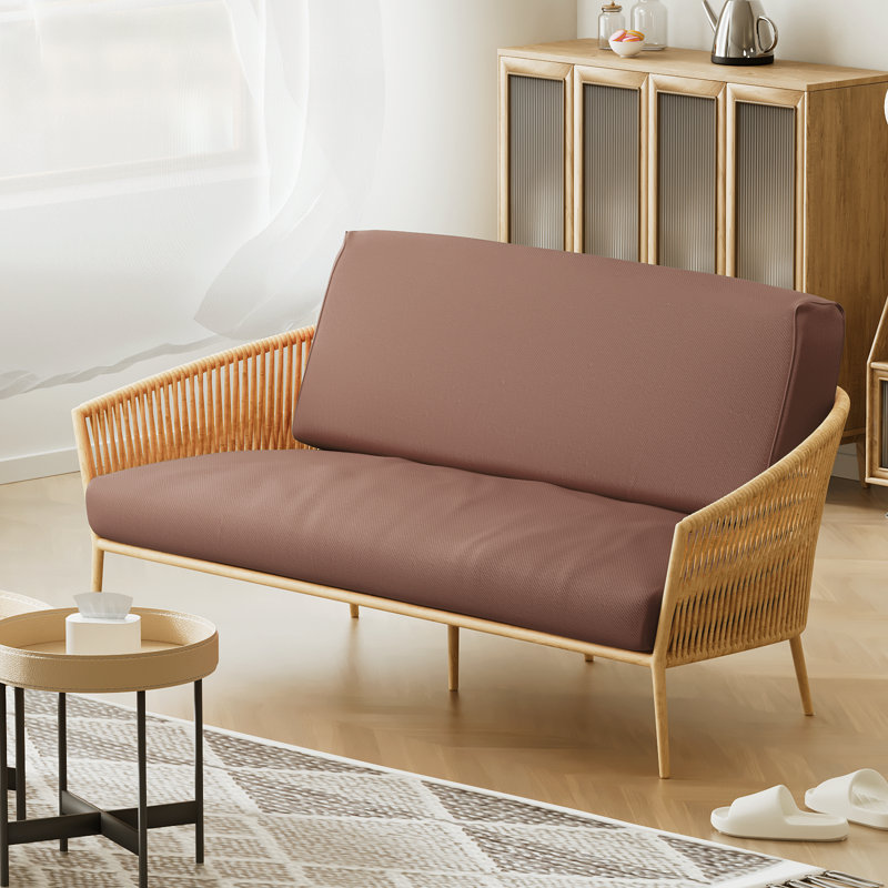 Housse pour canapé-lit réversible en tissu de polyester réversible avec fermeture à glissière 3 côtés, Simple, Café