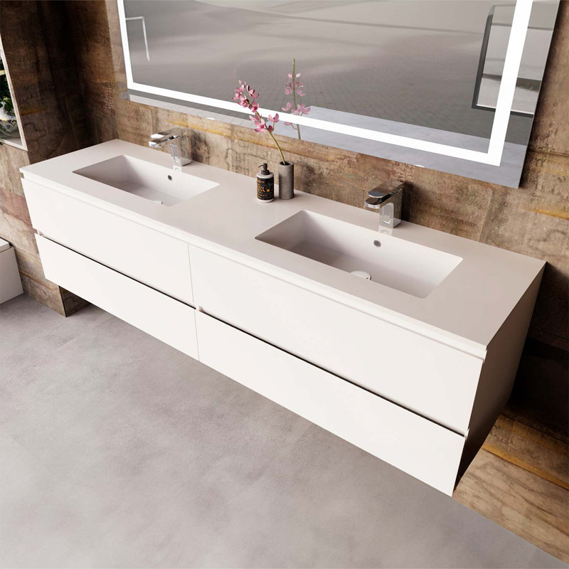DAX Pasadena Vanity with Toscana Basin, 72", White, White