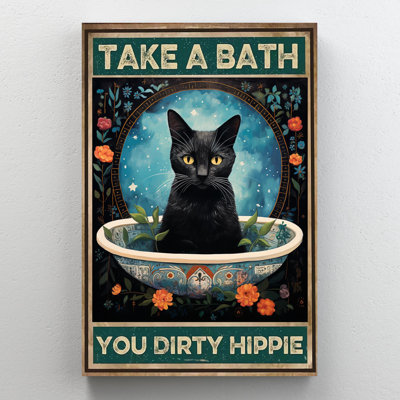 " Black Cat Take A Bath "