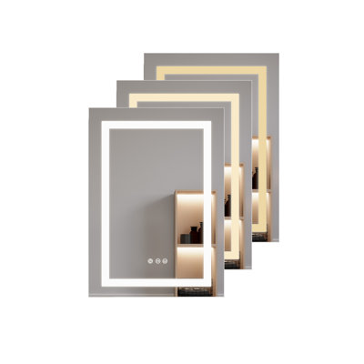 26X20 Inch Bathroom Medicine Cabinet With LED Mirror, Anti-Fog, Waterproof, 3000K~6000K Single Door Lighted Bathroom Cabinet With Touch Swich, Dimmabl -  Orren Ellis, 05E99C4855B8467280B4993534043827