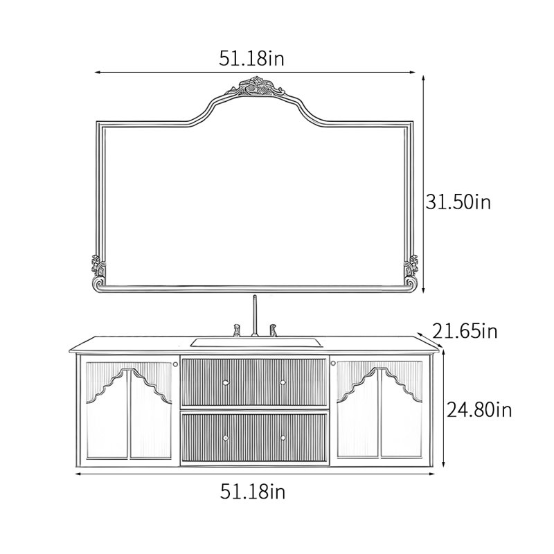 American minimalist style bathroom cabinet, 51"