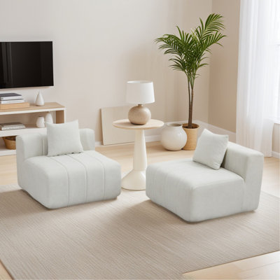 Canapé modulaire en chenille avec 2 coussins, canapé modulaire symétrique pour la chambre à coucher, le salon, le bureau pour les loisirs ou la sieste, la salle de lecture et le hall d'entrée