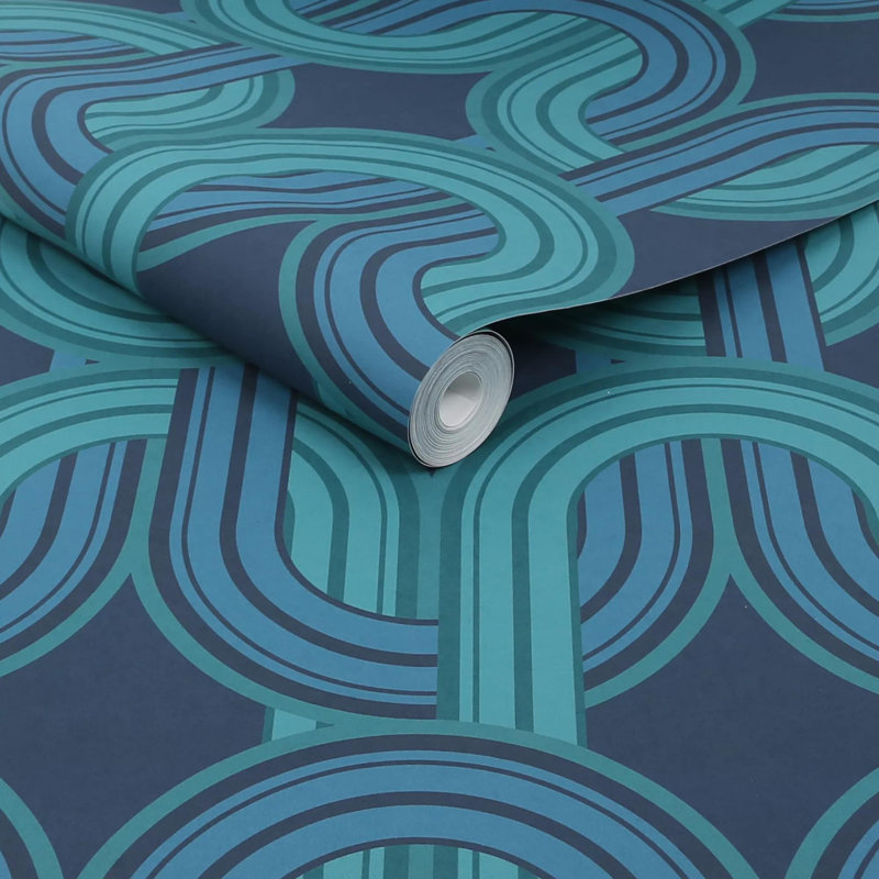 Envy In the Loop Geometric Wallpaper, Blue