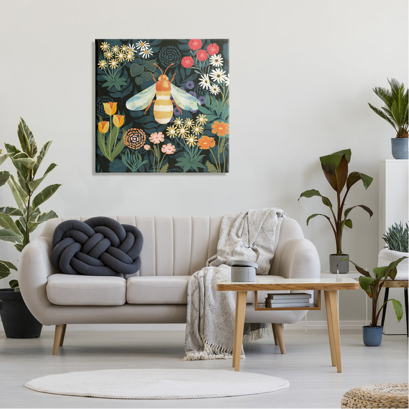 Art mural sur toile Bumble Bee Garden par Jennifer Brinley rep. Levison Designs, H 30 po x l 30 po x P 1,5 po