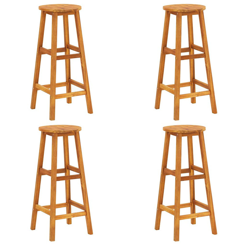Ensemble de 2 tabourets de bar vidaXL, en bois d'acacia massif, de style campagnard rustique, avec chaises à hauteur de comptoir pour îlot de cuisine, intérieur et extérieur, 13,4 x 13,4 x 29,9 pouces
