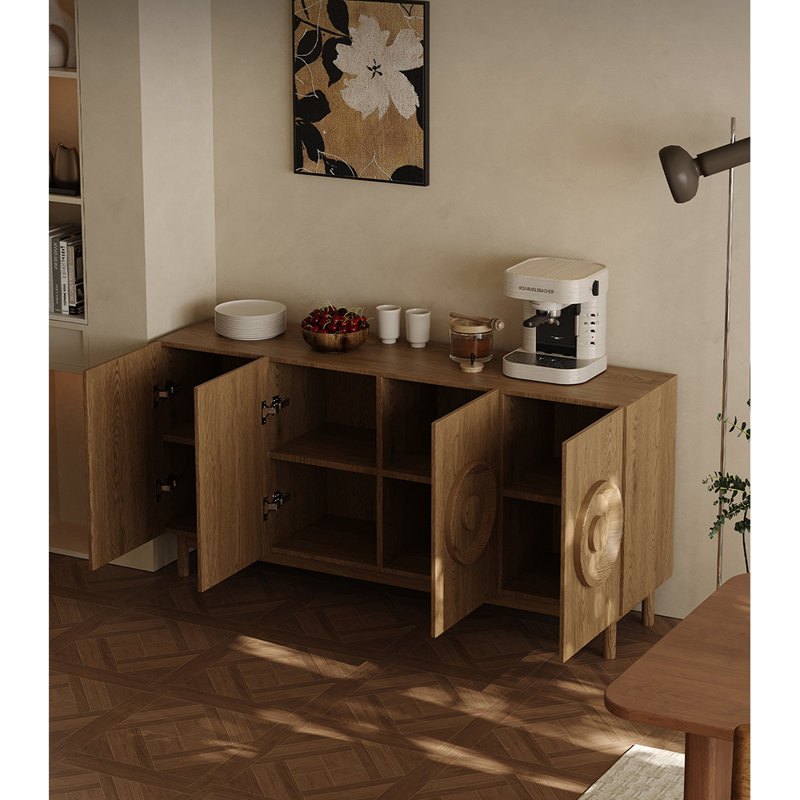 Buffet nordique de style rétro, H 31,5 po x l 31,5 po x P 15,7 po