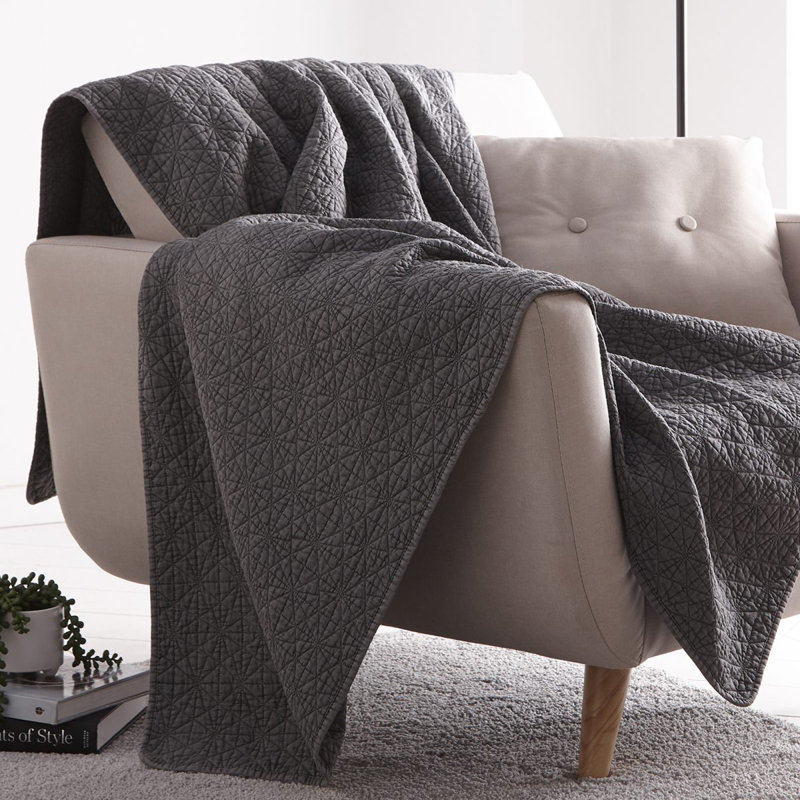 Silentnight Luxury Matalasse Bed Throw, Charcoal Gray