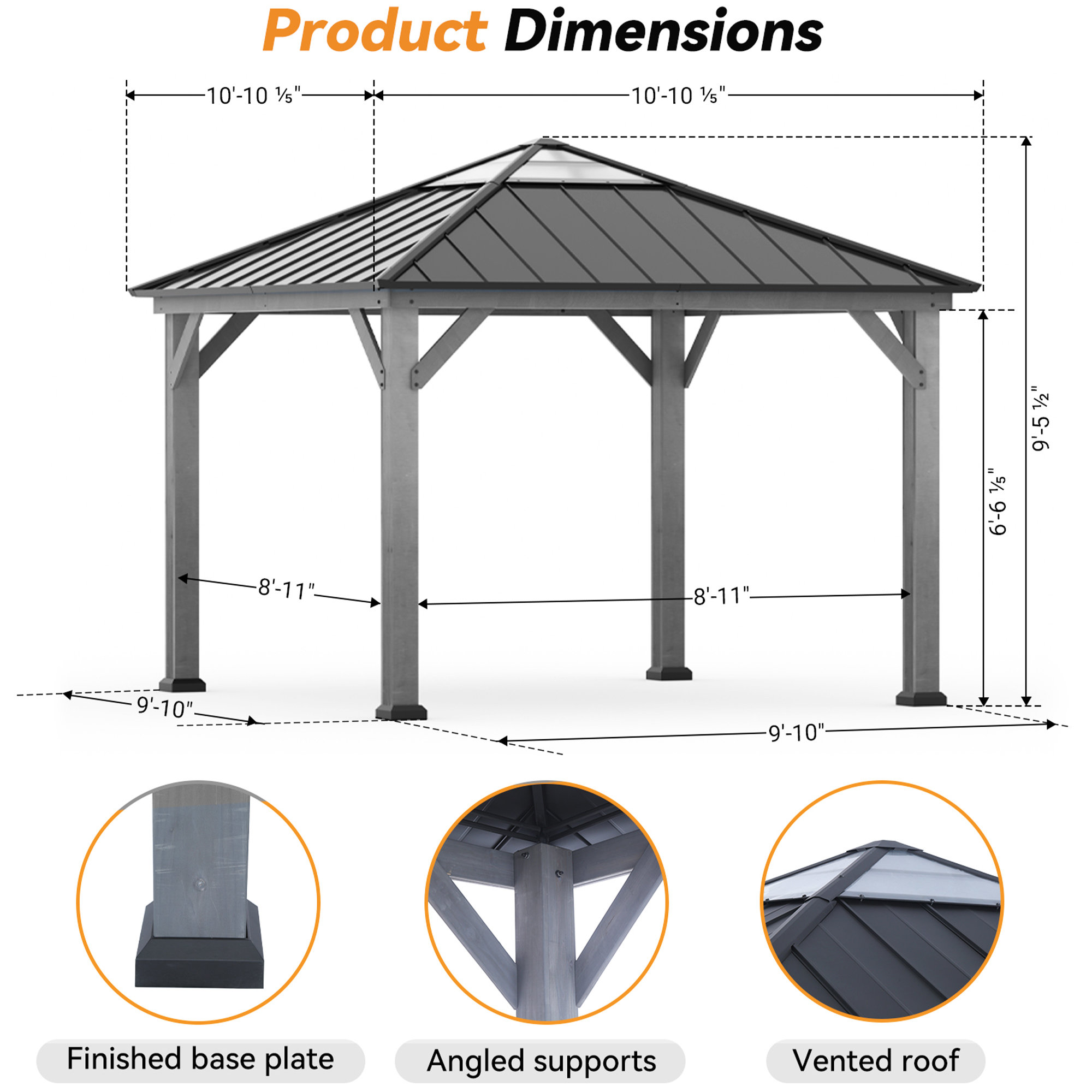 MODERN SHADE OUTDOOR LIVING SPACES Sequoia 11 ft.x11 ft. Cedar Wood