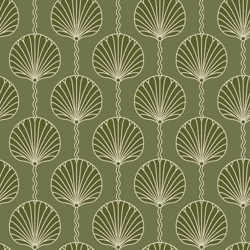 Deco Lily - Olive Wallpaper