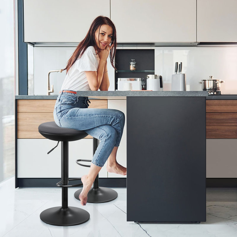 Pylesville Swivel Upholstered Adjustable Height Bar Stool, Grey Velvet