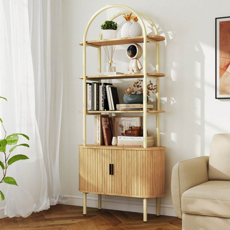 Bibliothèque 71 po de hauteur avec portes coulissantes Tambour, Beige
