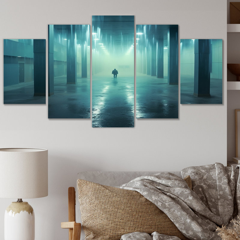 Wondering Through The Blue Woods - Décoration murale paysage abstrait - 5 panneaux