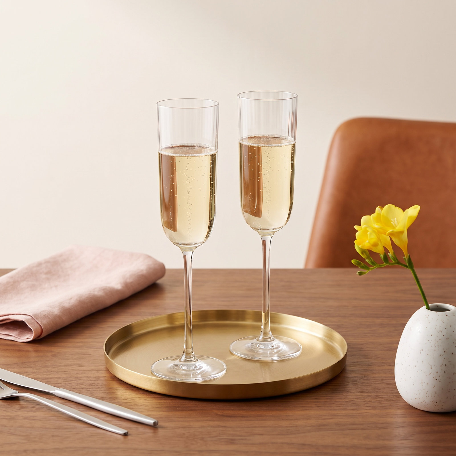 Neo Ribbed Crystal Champagne Flute