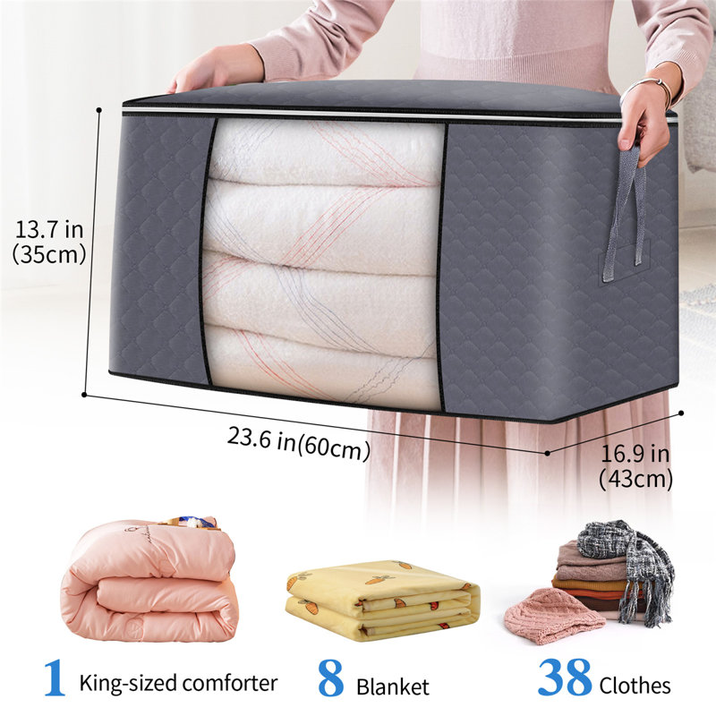 Sac de rangement en tissu non tissé 4 pièces, Gris foncé
