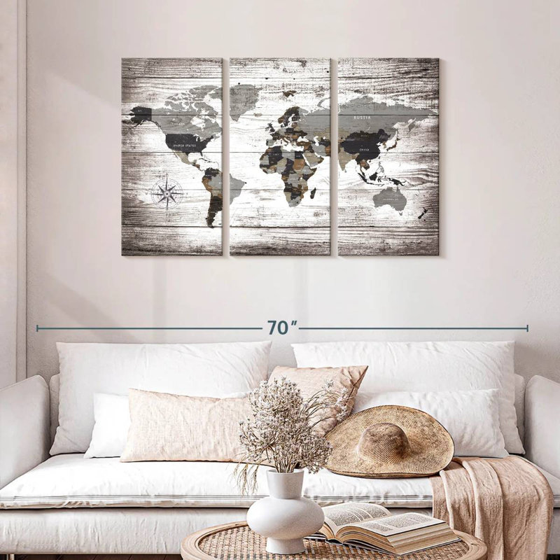 Keiri Aged World Map XXXII, 28" H x 45" W