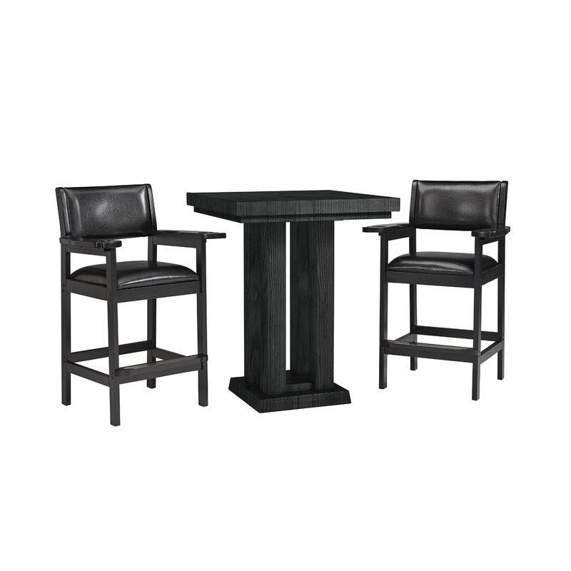 American Heritage Alta Solid Wood Pub Table – Square Pedestal Base, Ideal for Dining or Game Rooms, Black, Black