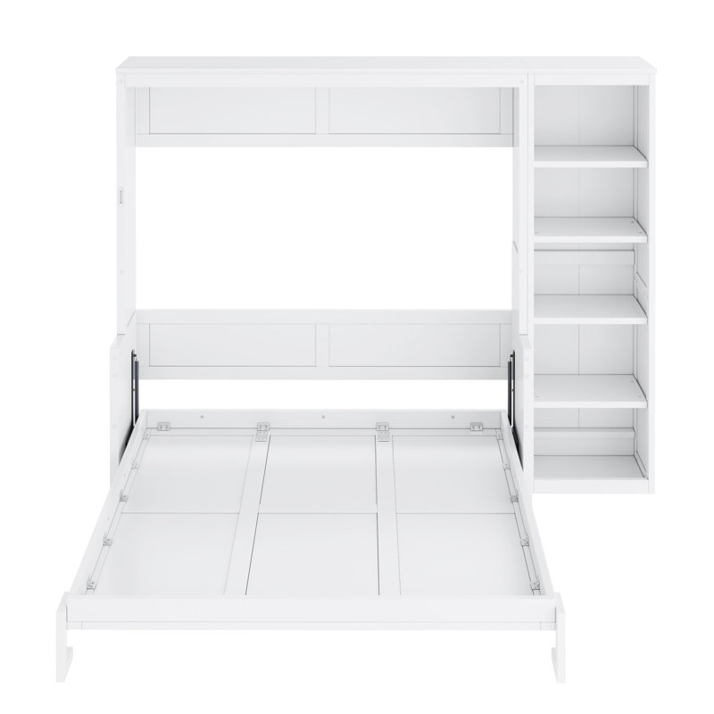 Lit escamotable avec bureau et bibliothèque Murphy, Blanc