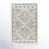 Saber Southwestern Flatweave Wool Area Rug in Gray/White