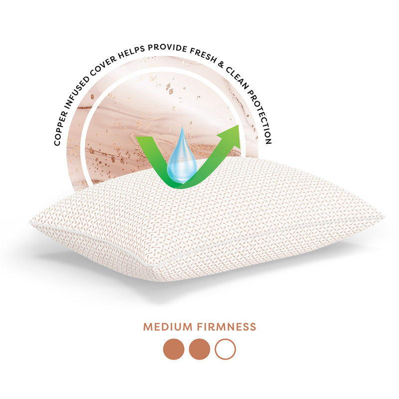 Jumbo White Memory Foam Bed Pillow with Copper Infused Cover