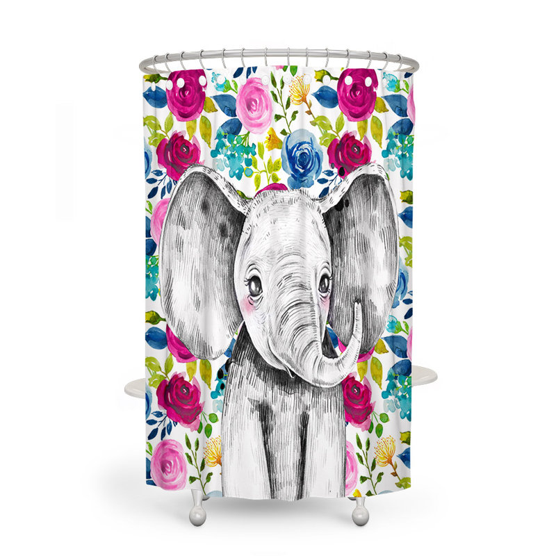 Rideau de douche simple à motif floral, H 93 po x l 70 po