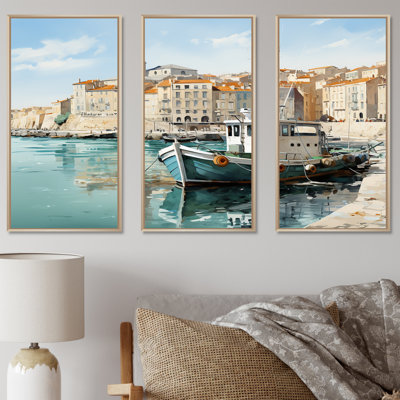 Vieux port dans le sud de l'Italie I - Italie, ensemble d'art sur toile