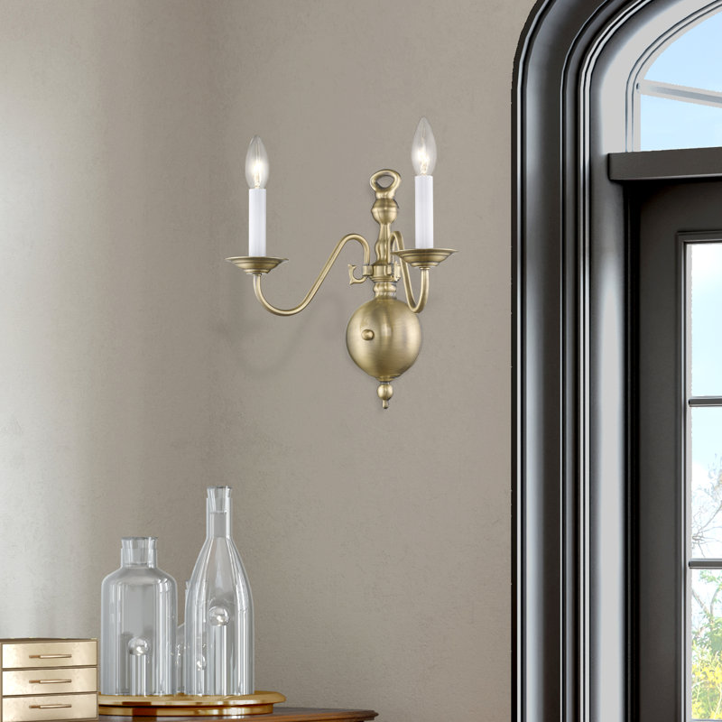 Benedetto Steel Candle Wall Light, Antique Brass