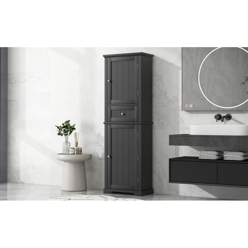 Tall Bathroom Storage Cabinet, Black, 67.3" H x 22" W x 11" D