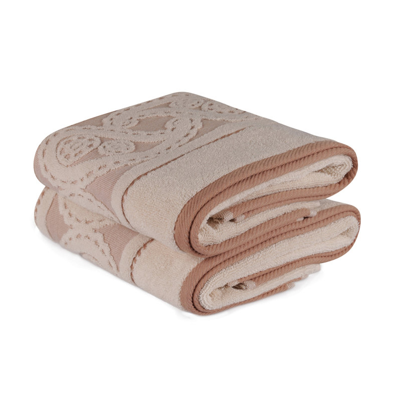 Ensemble de serviettes 100% coton 2 pièces Leshara, Crème