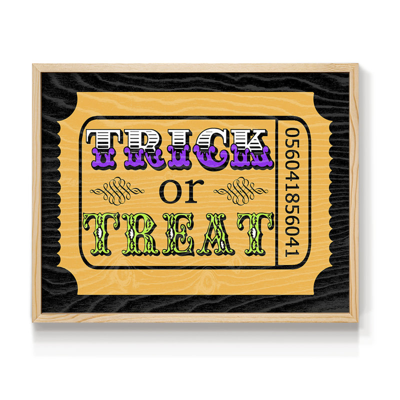 Trick or Treat Ticket -Framed Print - Restickable, 8" H x 10" W, Natural