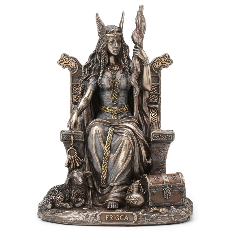 Frigga de H 7,48 po assis sur un trône en résine de polyester