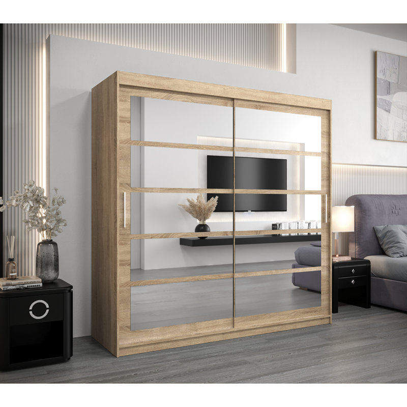 Araiah 2 Door Wardrobe, 200cm H x 200cm W x 62cm D, Sonoma Oak