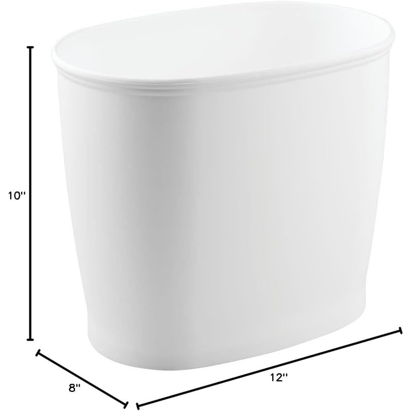 Corbeille à papier ovale en plastique sans BPA iDesign Kent - 12 po x 8 po x 10 po, blanc