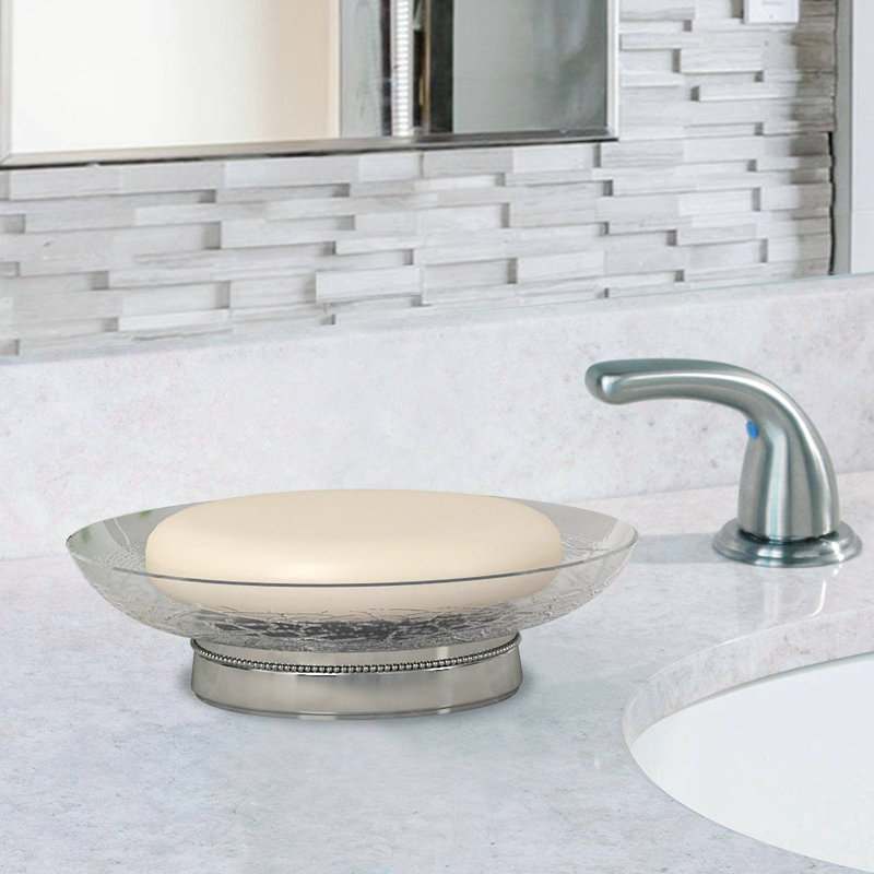 Porte-savon en verre Oneita pour comptoir de salle de bain, douche et cuisine | Fumée