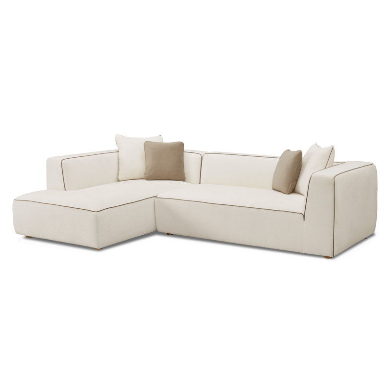 Cream Linen Sectional, Left Hand Facing
